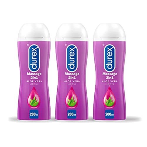 Durex Massage 2 in 1 con Aloe vera 200ml x3, Gel Lubrificante Intimo 600ml