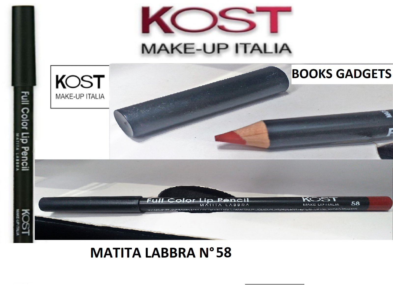 1 Pezzo Kost Make Up Italia N°58 MATITA LABBRA Rosso Full Color Lip Pencil