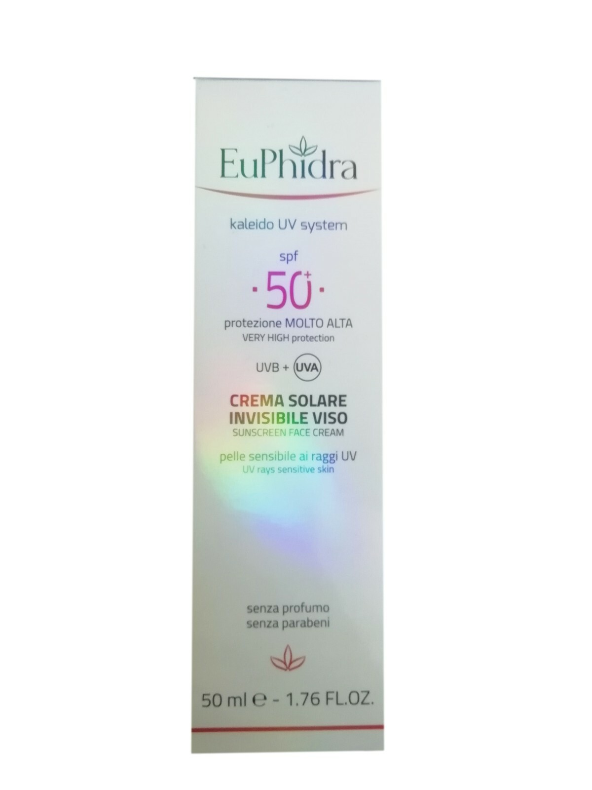 Euphidra Kaleido spf50 crema solare VISO protezione molto alta UVB-UVA + OMAGGIO