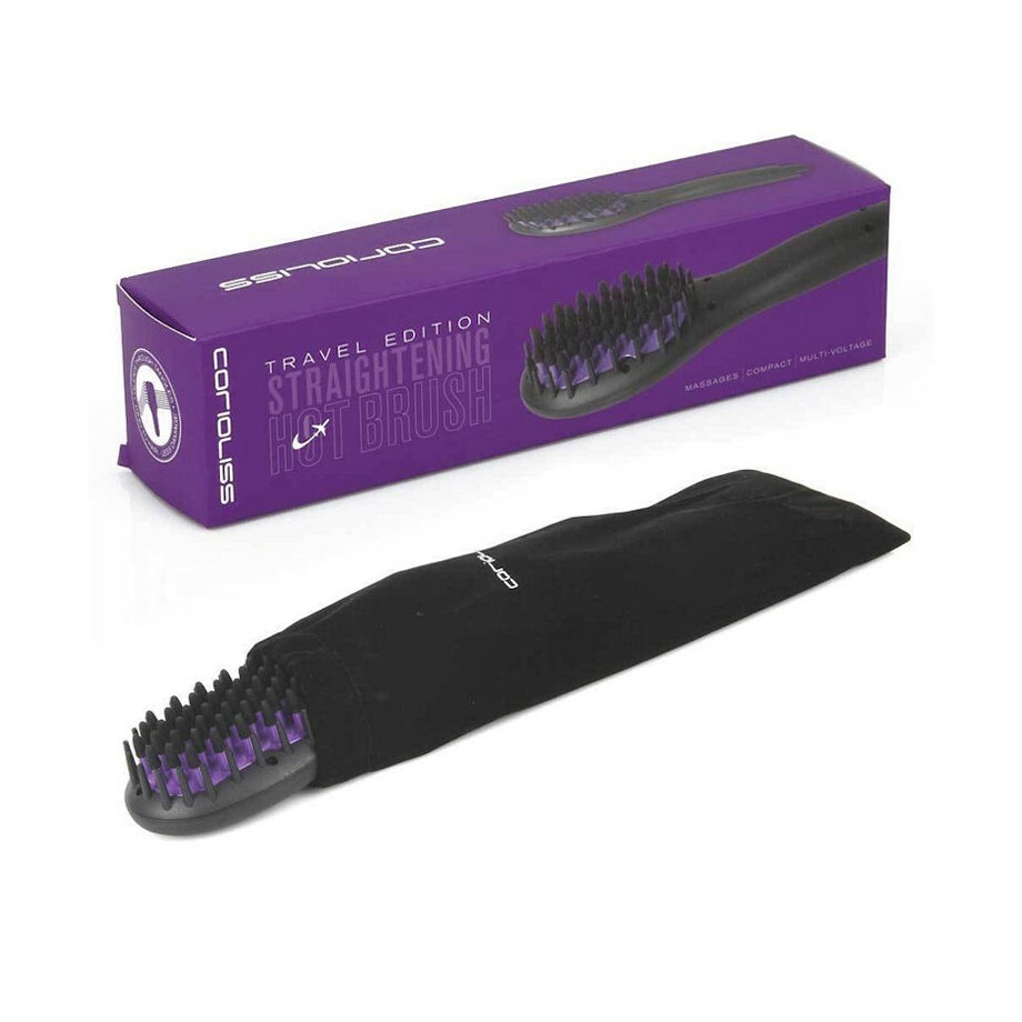 CORIOLISS Straightening Hot Brus Mini spazzola elettrica Lisciante capelli NERO