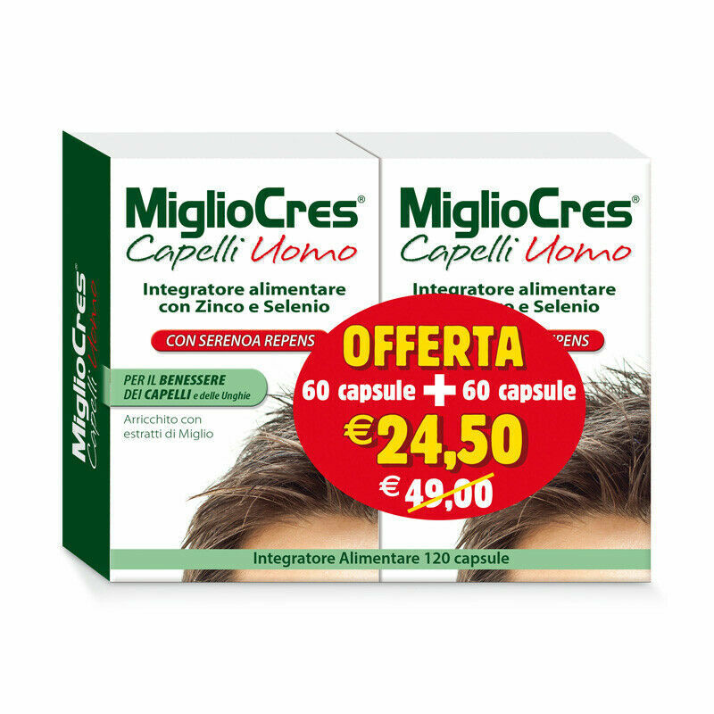 MiglioCres Capelli Uomo  60 Capsule+ 60 Capsule