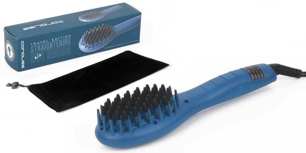 CORIOLISS Straightening Hot Brus Mini spazzola elettrica Lisciante capelli BLU