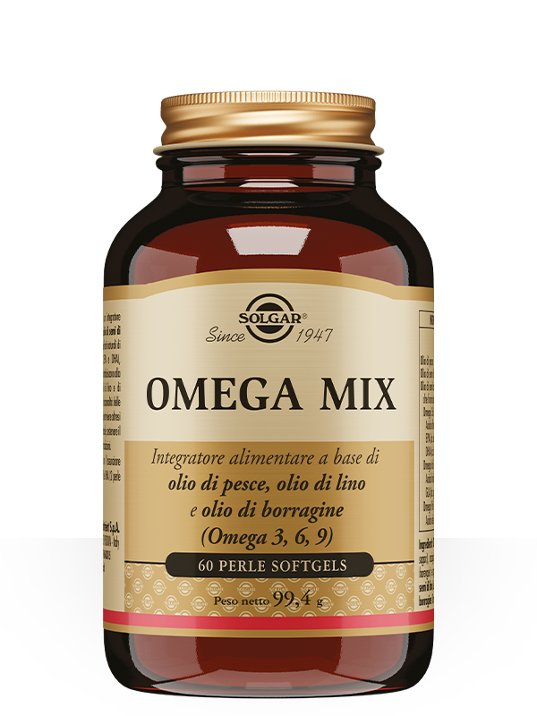 Solgar OMEGA MIX 60 Perle Omega 3 Omega 6 Omega 9  Olio di Pesce Lino Borragine