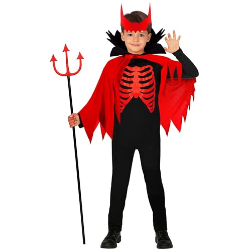 "Devil" (Overalls, Cape Withstand-Up Collar, Horns) - (140 Cm / 8-10 Years)