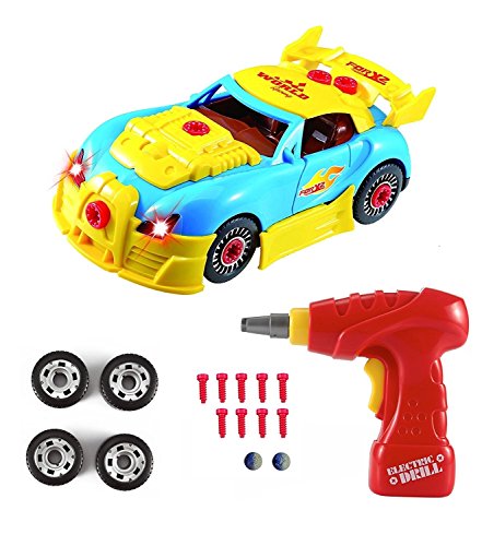 Pup Go Prendere A Parte Auto Da Corsa Per Bambini 3+ Anni, 30 Pezzi Con Trapano Elettrico Di Simulazione, Suono Realistico E Led, Costruisci Tua Auto 