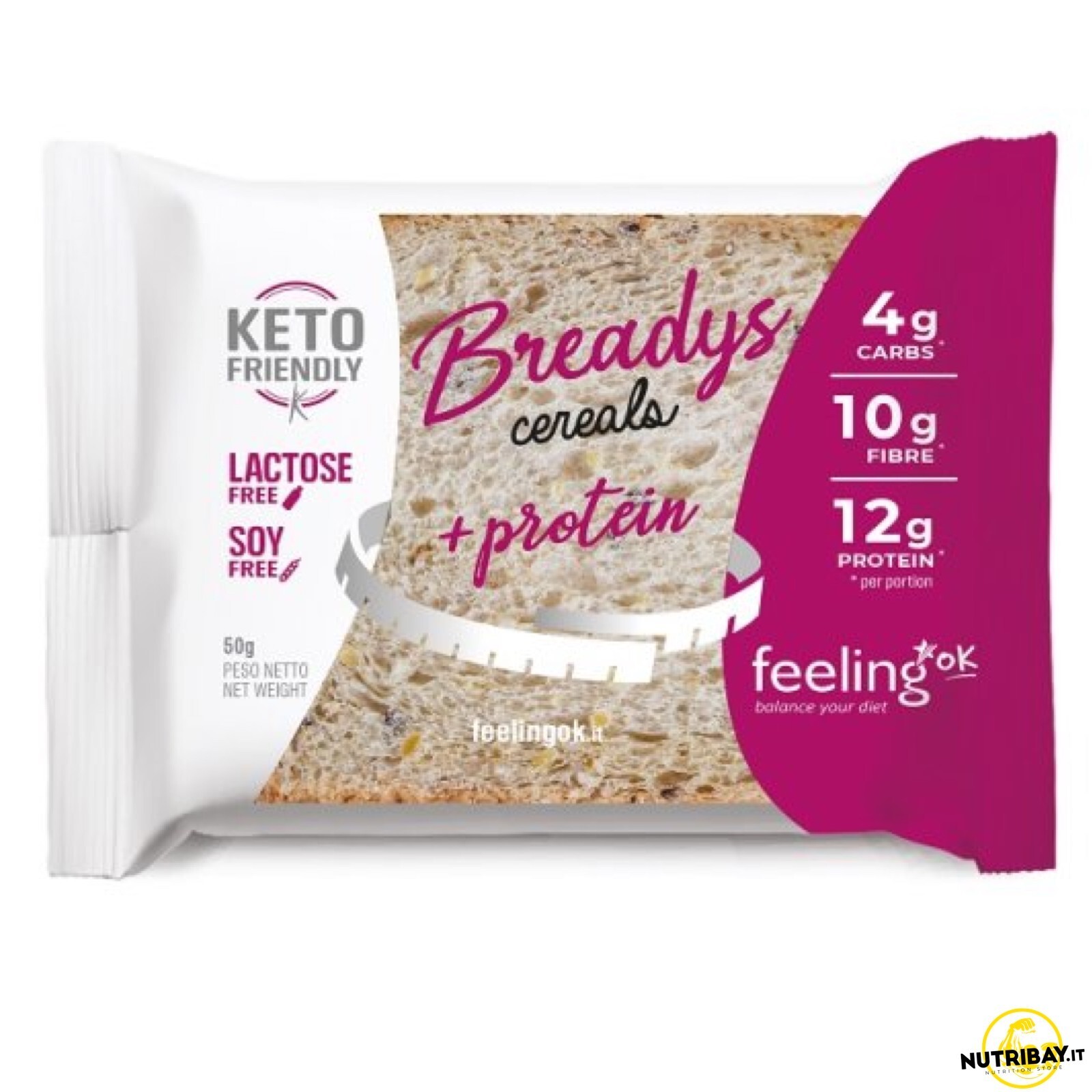 Feeling Ok Breadys Cereals + Protein - 50 gr Fette di pane ai cereali low carb