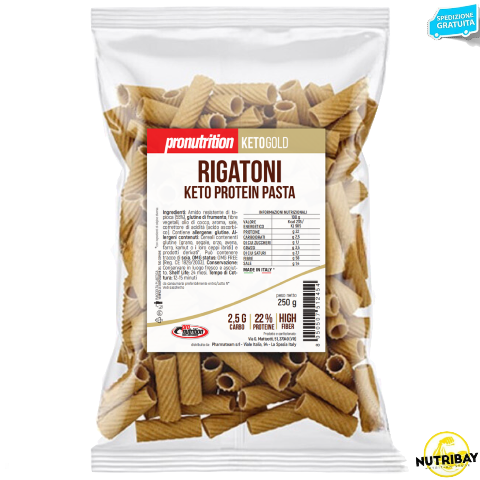 Pronutrition Keto Protein Pasta Rigatoni - 250 gr Pasta low carb