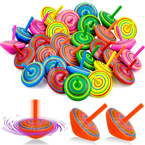 30 Pezzi Trottole Di Legno Giroscopio In Legno Trottola In Legno Colorato Artigianali Set Per Gadget Compleanno Bambini Festa Regalino