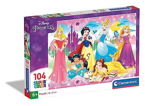Clementoni-Le Principesse Disney & Sofia Princess Supercolor Puzzle, Multicolore, 104 Pezzi, 27086
