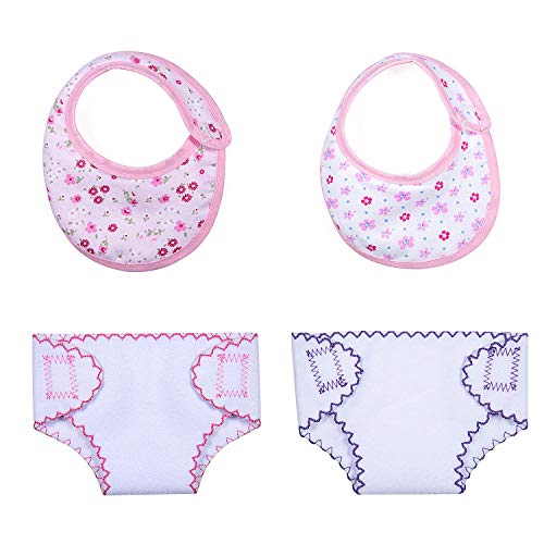 Zwoos Bavaglini Per Bambole E Pannolini Per Bambole, Accessori Per Bambolotti 30-40 Cm, 4 Pezzi