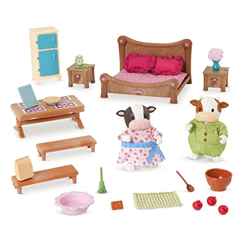 Li’L Woodzeez Lil Woodzeez – Dollhouse Furniture Toy Kitchen Playset – Animal Figurines – Kids 3 Years + – Master Bedroom & Dining Set-Deluxe, Wz6824Z