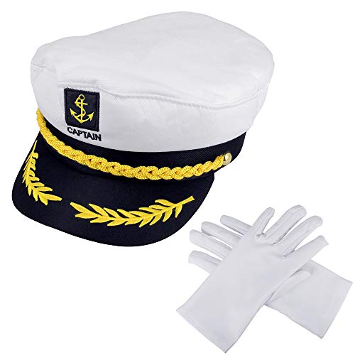 Perfetsell Cappello Da Capitano Cappello Marinaio Per Adulti Con 1 Paio Di Guanti Capitano Cappello Marinaio Per Travestimenti Per Donne Uomini Per Fe