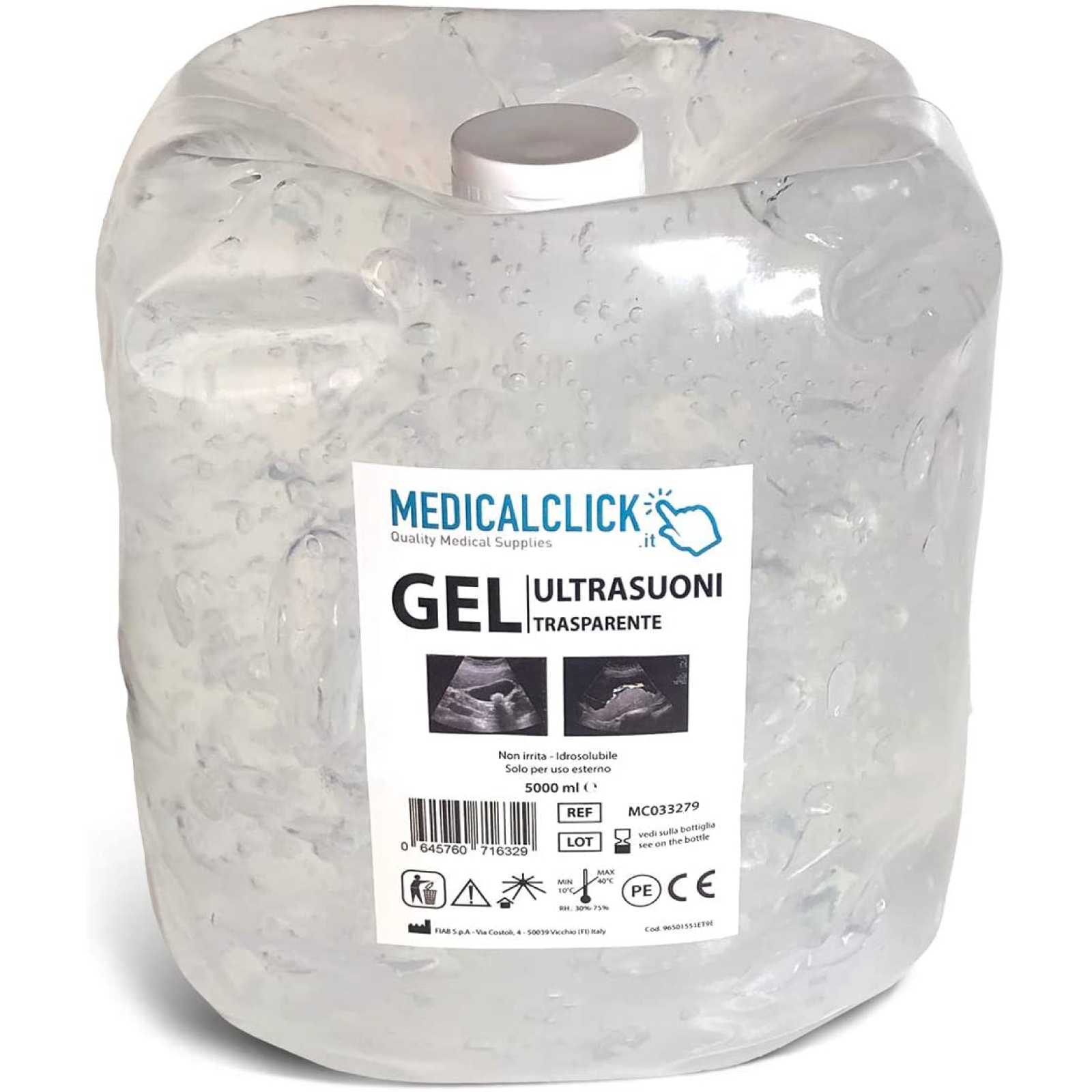 Gel ecografico ultrasuoni IPL laser trasparente sacca 5 L per ecografia