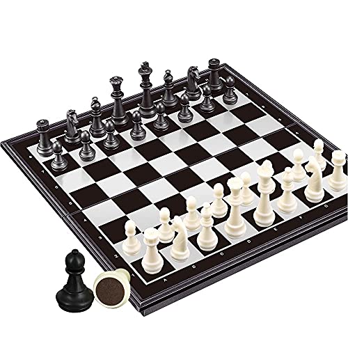 3 In 1 Chess Checkers Backgammon Set Magnetico Scacchi Da Viaggio Magnetico Scacchi Con Custodia Pieghevole 24,9 Cm