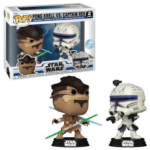 Funko Star Wars: Clone Wars Pong Krell Vs Capitan Rex Us Exclusive Pop Figure (Confezione Da 2) - Multicolore