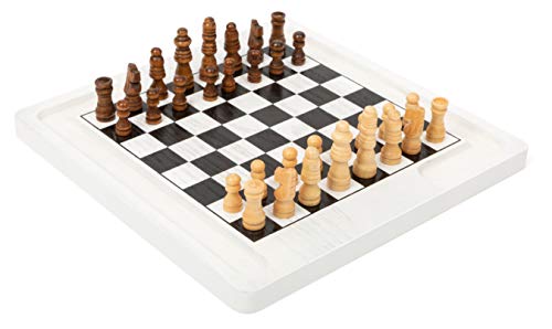 Small Foot Small Foot-11395 Scacchiera Dama E Scacchi, Legno, 2 Giochi Classici In 1, Gioco Da Tavolo Giocattoli, Multicolore, 11395
