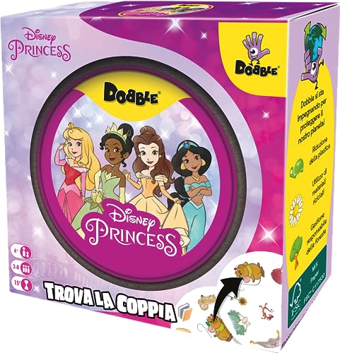 Asmodee - Dobble: Disney Princess - Divertente Gioco Da Tavolo Per Tutta La Famiglia Con Le Principesse Disney, 2-8 Giocatori, 4+ Anni, Edizione In It