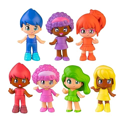 Pinypon - Rainbow Tube, Set Di 7 Figure, Con I 7 Colori Dell'Arcobaleno, Intercambiabili Tra Loro, Per Bambine/I Dai 4 Anni, Famosa (Pny43000)
