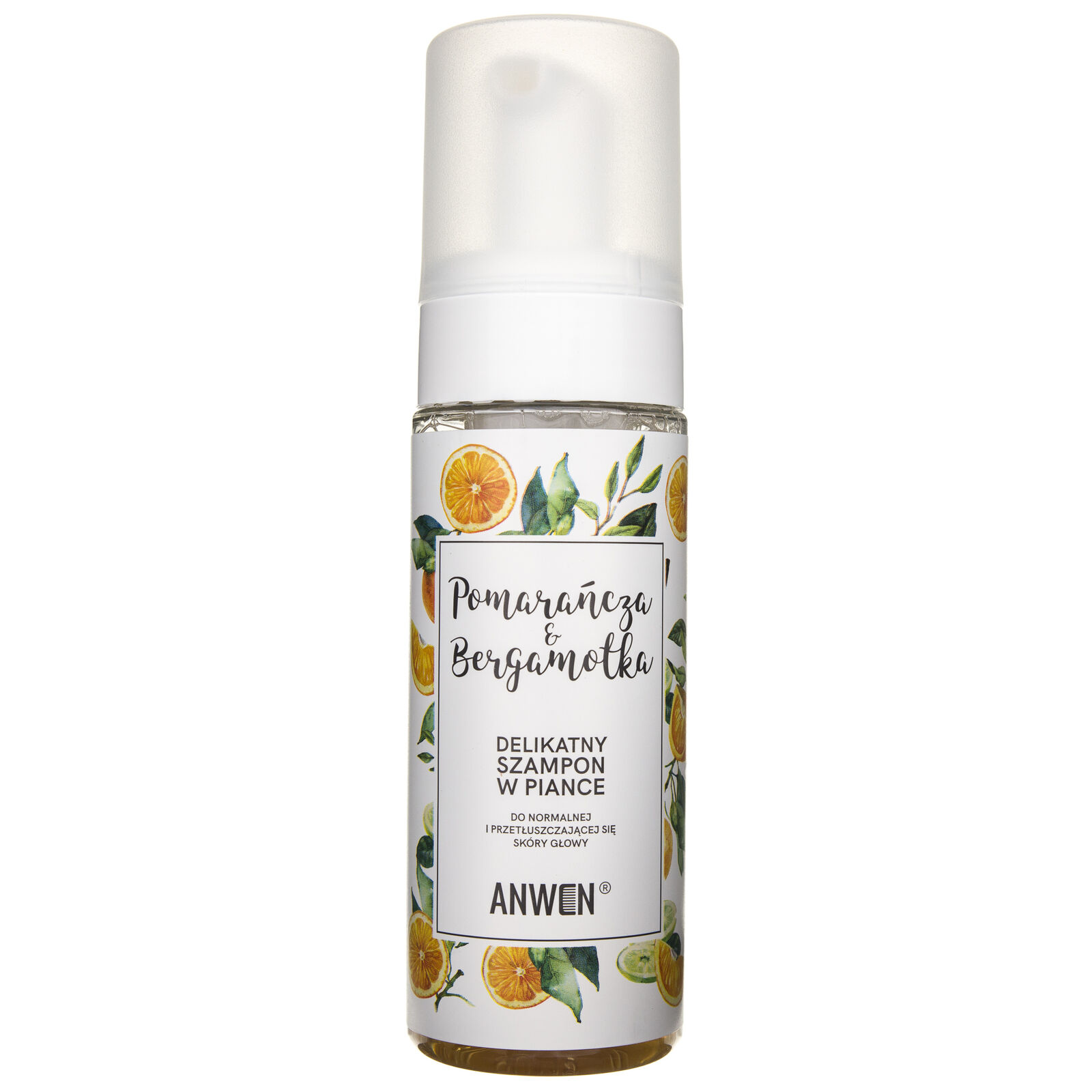 Anwen Shampoo, schiuma per cuoio capelluto normale Arancia e Bergamotto, 170ml