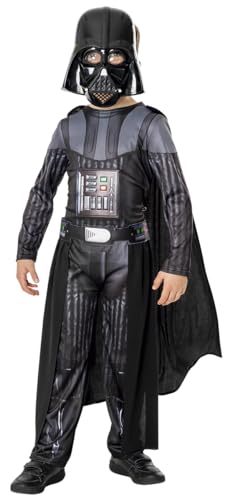 Rubies Costume Darth Vader Deluxe Per Bambino E Bambina, Tuta Stampata Con Maschera E Mantello, Licenza Ufficiale Star Wars Obi Wan Kenobi Per Carneva