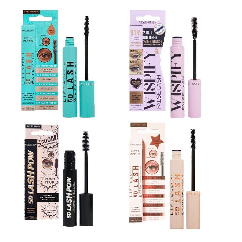 4pz Mascara nero volumizzante Make Up Revolution Lift & Define 5D assortiti 14ml