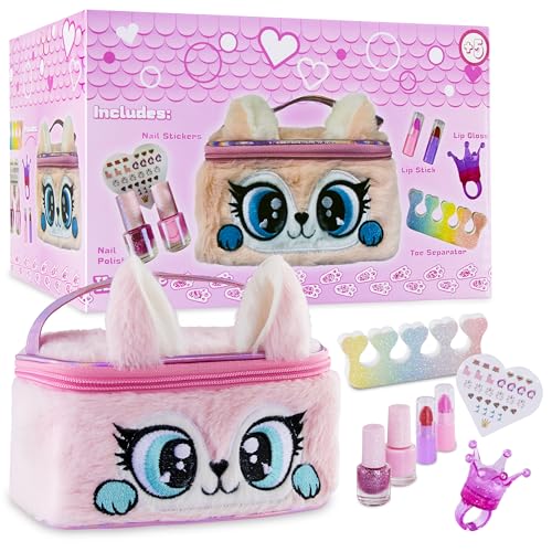 Kreativekraft Set Trucco Bambini, Beauty Case Bambina Con Kit 20 Smalti Bambina All'Acqua - Set Unghie Bambina Atossico Regalo Bambina 5 Anni In Su (R