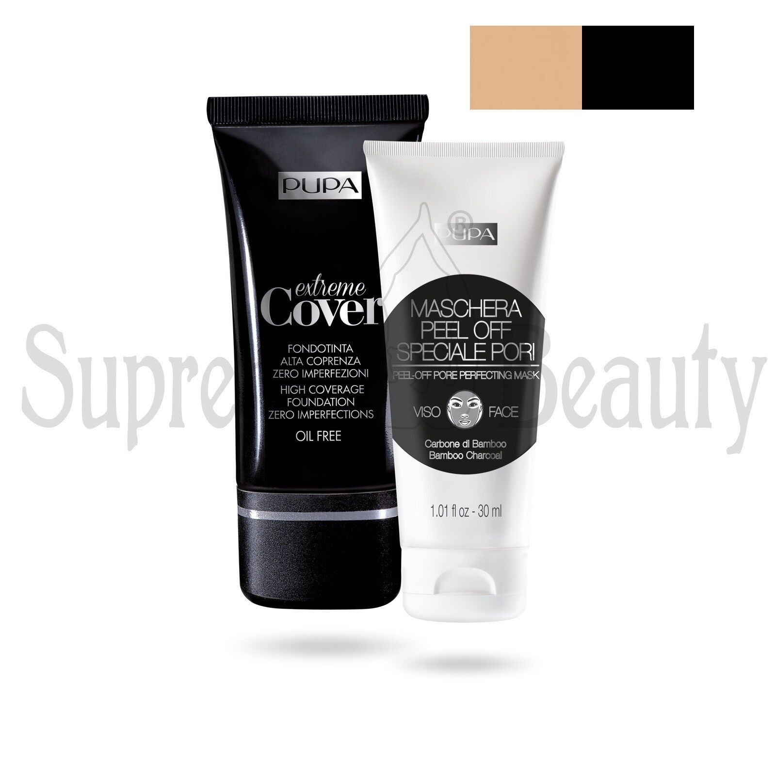 PUPA KIT MAKE UP FONDOTINTA EXTREME COVER + MASCHERA PEEL OFF NER COLORE 30