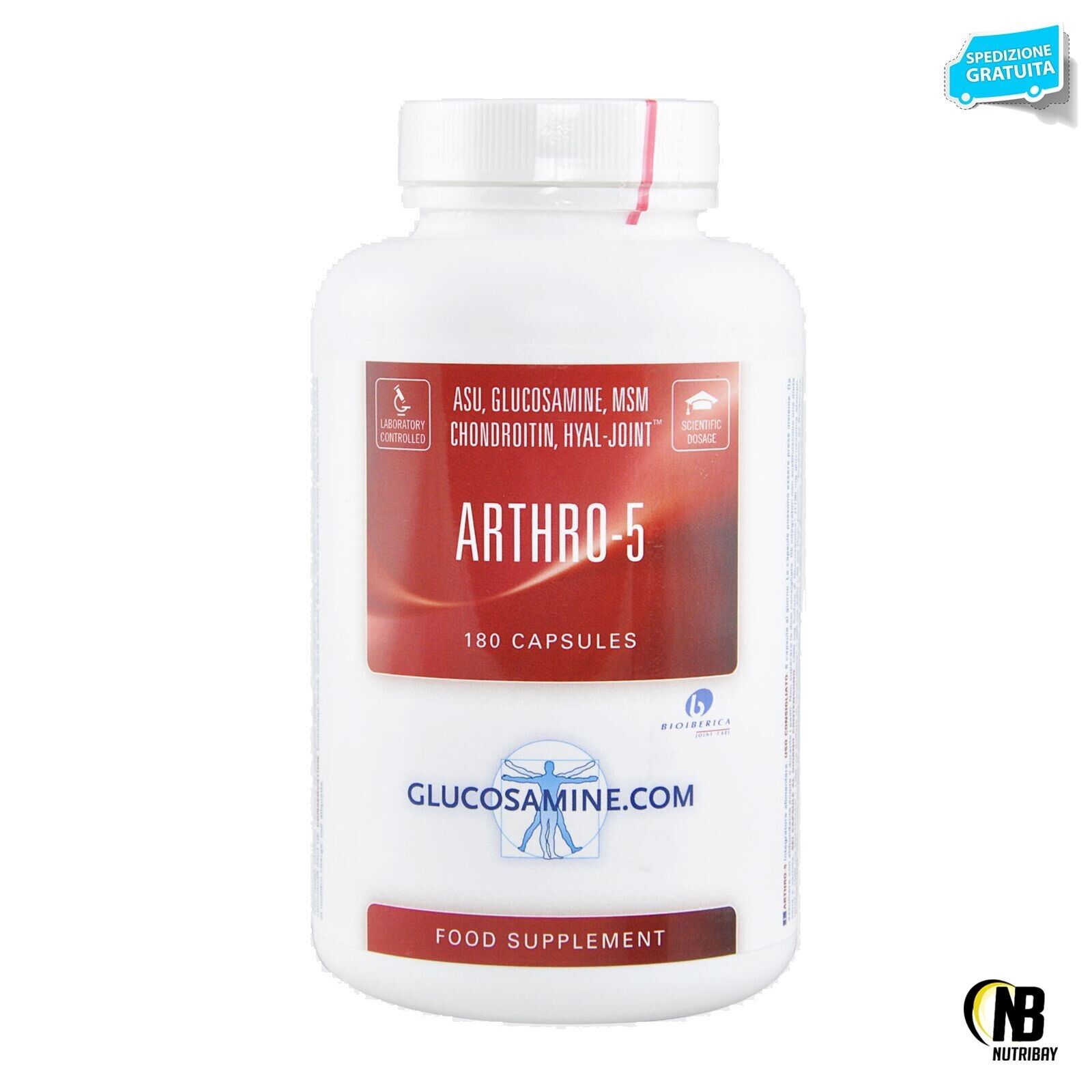 GLUCOSAMINE.COM ARTHRO-5 180 caps GLUCOSAMINA MSM CONDROITINA per ARTICOLAZIONI