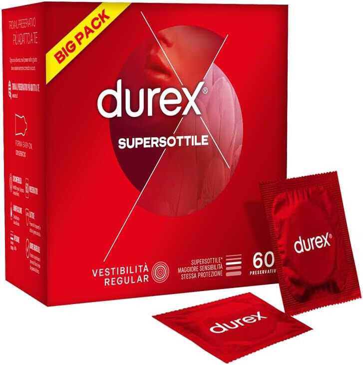 Preservativi Durex Supersottile profilattici contatto ultra sottili Big Pack 60