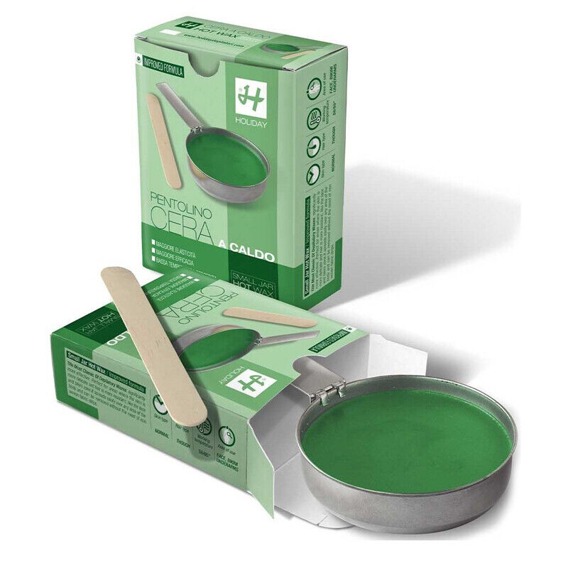 HOLIDAY cera a caldo verde 120ml con pentolino DEPILAZIONE viso bikini ascelle