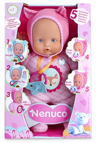 Nenuco Soft - 5 Funzioni, Come Un Vero Bimbo: Piange, Ride Dice Mamma E Papà, Fa I Suoni Del Ciuccio E Può Mettere Il Dito In Bocca , Rosa, Famosa, 70