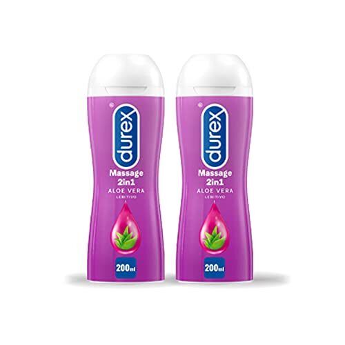 Durex Massage 2 in 1 con Aloe vera 200ml x2, Gel Lubrificante Intimo