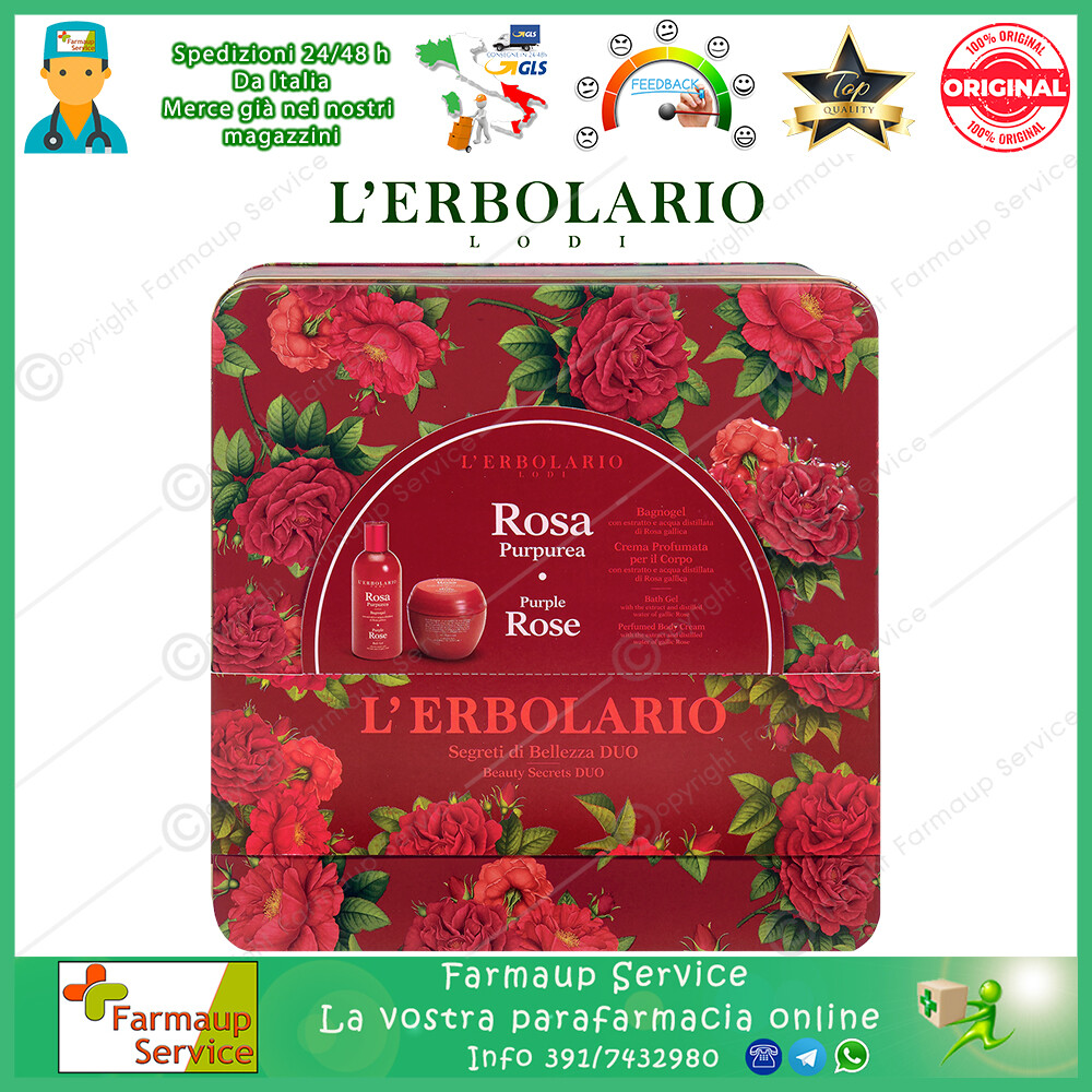 L' Erbolario Rosa Purpurea Segreti Di Bellezza Duo Scatola Bagnogel Crema Corpo