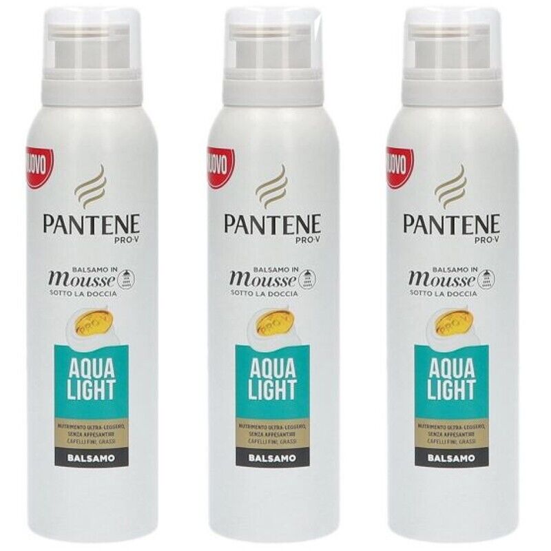 3pz Pantene Pro-V balsamo in mousse doccia Aqua Light capelli fini,grassi 140ml