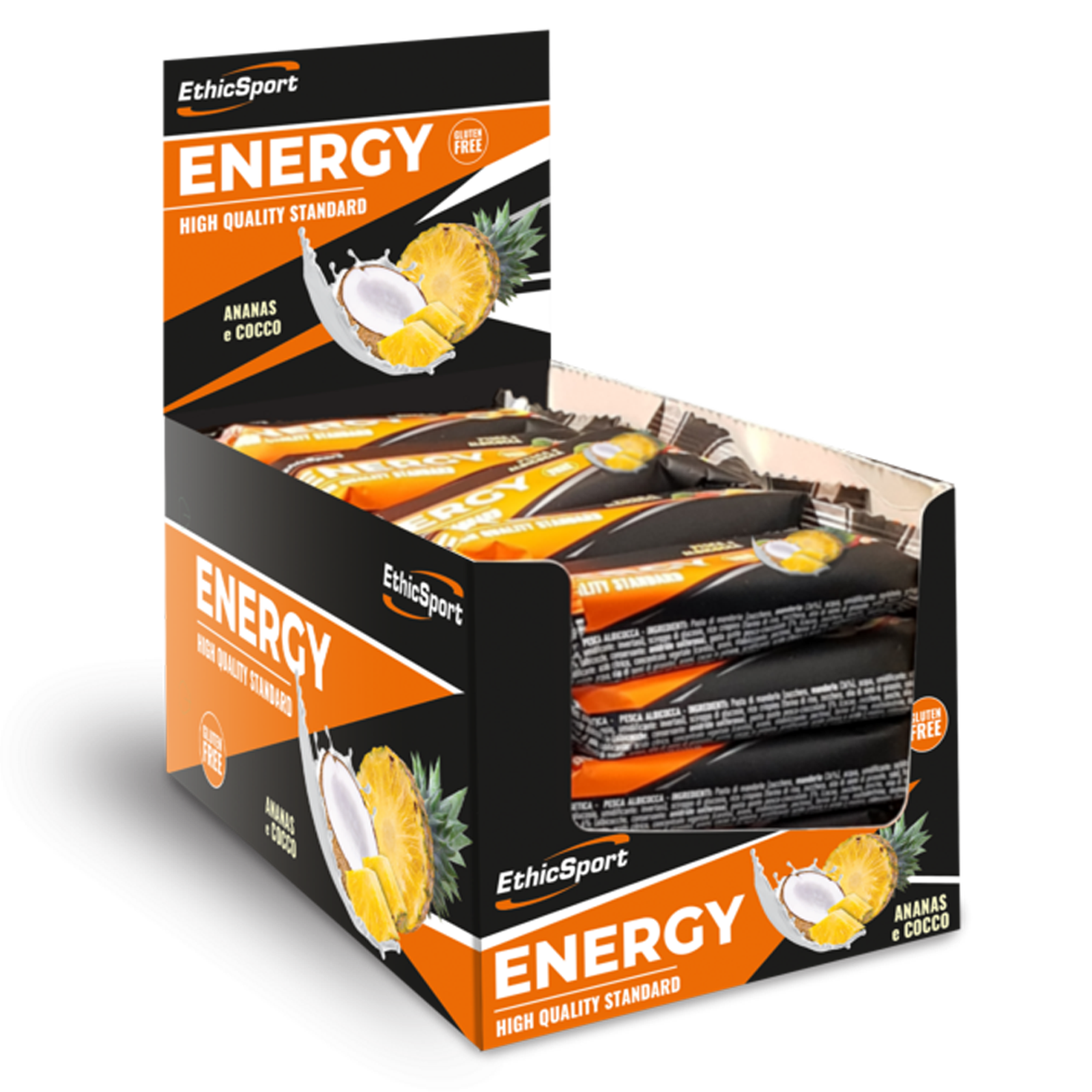 EthicSport Energy Barrette di Carboidrati Box 25 x 35 gr Gusto Ananas e Cocco