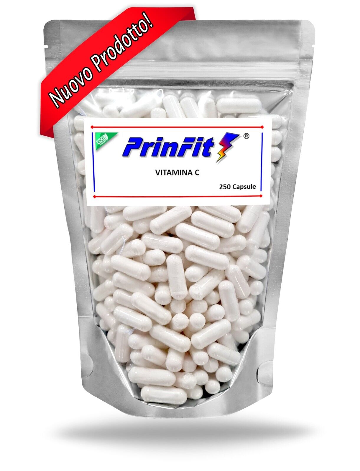 250 Capsule Vitamina C Pura 1000 mg Antiossidante Acido Ascorbico E300 - PrinFit
