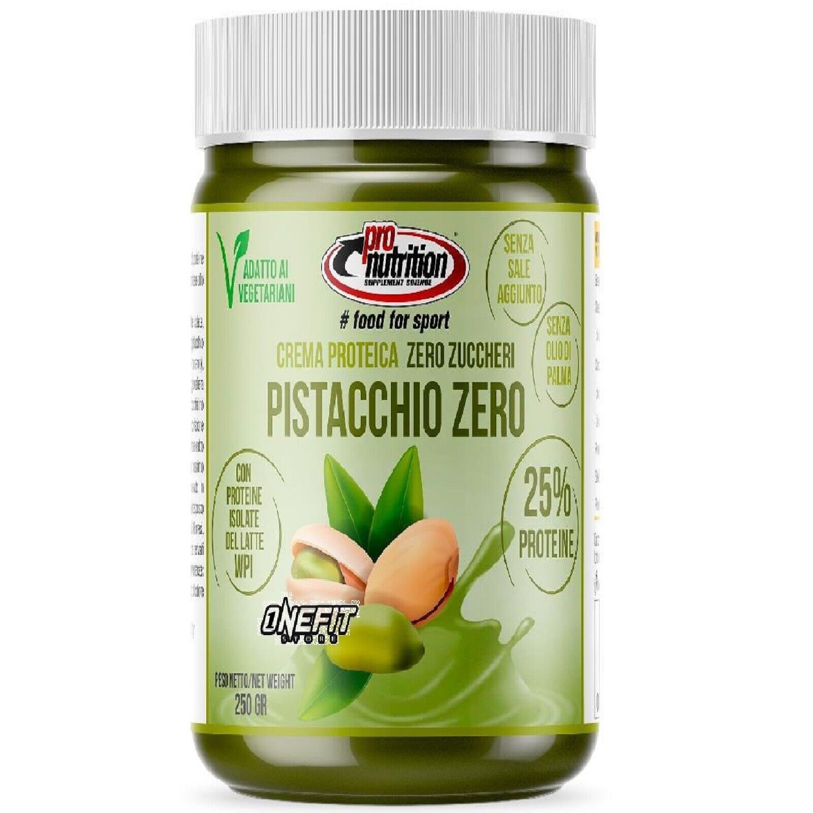 Pro Nutrition, Pistacchio Zero, 250 g.Crema proteica pistacchio senza olio palma