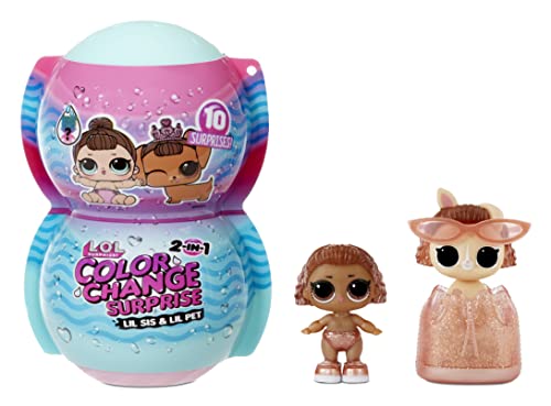 L.O.L. Surprise!- 2-In-1 Lol Surprise Me & My Sis + Lil Pet Colour Change Set Di Bambole-Assortimento Giocattolo, Colore, 580768