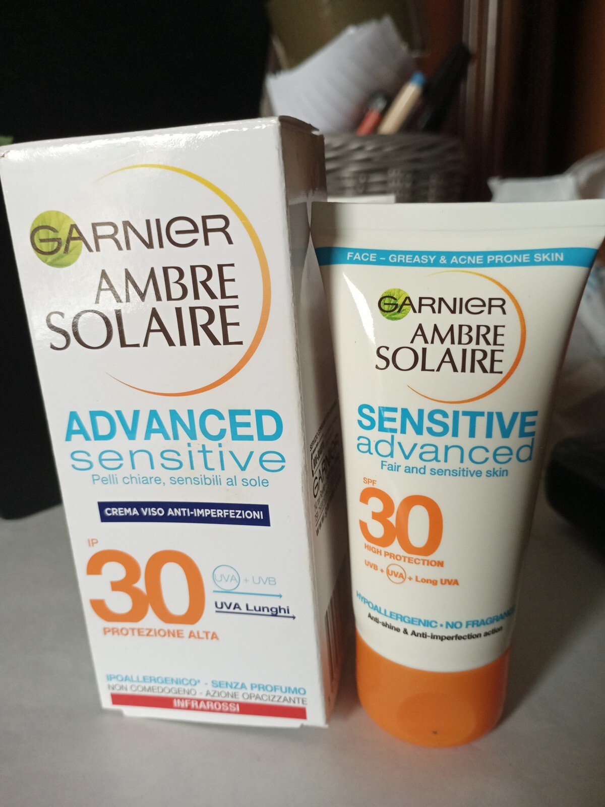 PROTEZIONE CORPO AMBRE SOLAIRE CREMA  VISO 30 SENSITIVE IN TUBETTO 50ML.