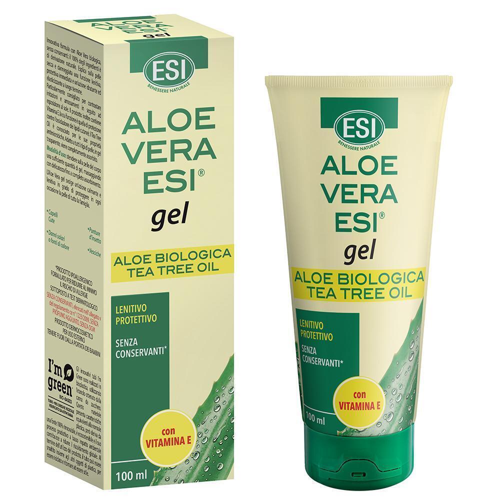 ESI - Aloe Vera Gel con Tea Tree e Vitamina E da 100ml - Aloe Biologica 100%