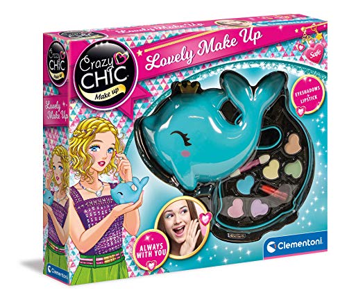 Clementoni- Crazy Chic-Lovely Delfino, Trousse, Cofanetto Con Trucchi, Borsetta Make Up, Set Cosmetici Per Bambini 6 Anni+, Multicolore, 18630