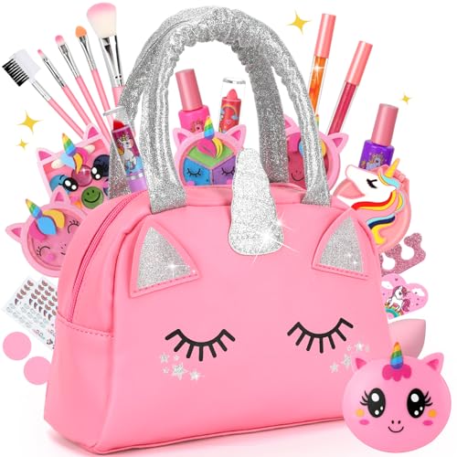 Aureyung Trucchi Bambina, Lavabile Set Trucchi Bambina Unicorno, Valigetta Trucchi Bambina, Giocattoli Bambina 3-12 Anni Giochi Bambina, Regalo Natale