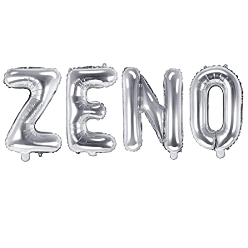 Palloncino Foil Mylar Argento Scritta Nome Zeno 35 Cm