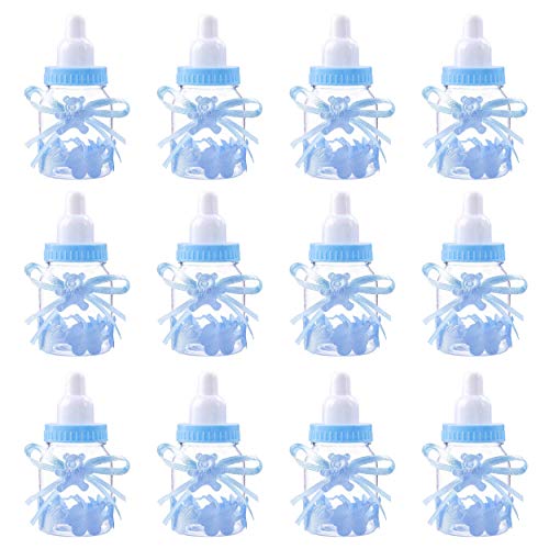 Maoxintek Bottiglia Di Caramelle Biberon Vasetto Caramelle Di Plastica Riutilizzabile Creativo Biberon Per Battesimo Nascita Comunione 12Pcs Blu