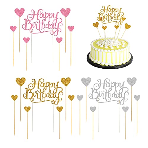 6 Set Cake Topper, Topper Happy Birthday, Glitter Compleanno Cake Topper, Happy Birthday Cake Topper, 3 Colori, Utilizzato Per Feste Di Compleanno, An