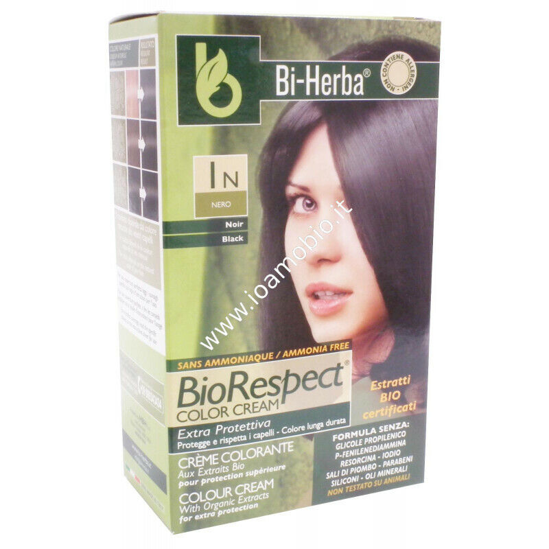 Tintura capelli 1N - Nero Tinta in crema con estratti bio certificati