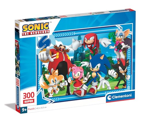 Clementoni- Sonic Supercolor Puzzle-Sonic-300 Pezzi Bambini 9 Anni, Puzzle Cartoni Animati, Made In Italy, Multicolore, 21729