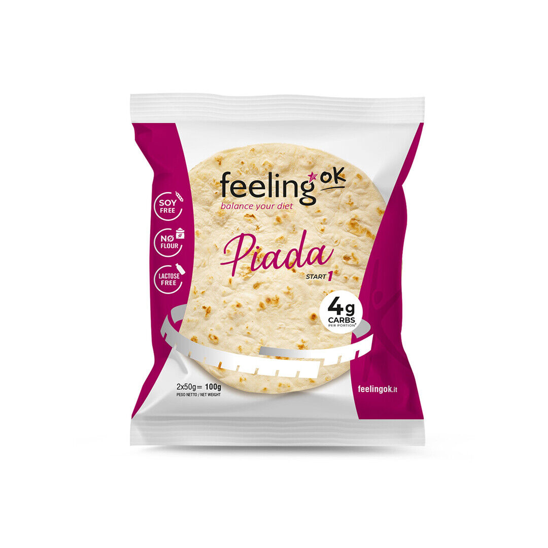 Feeling Ok, Piada Proteica 8 X 50 gr  Piadine per dieta chetogenica low carb