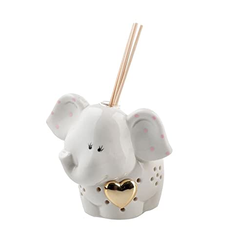 Profumatore Elefante Rosa In Porcellana Con Luce Led Bomboniera