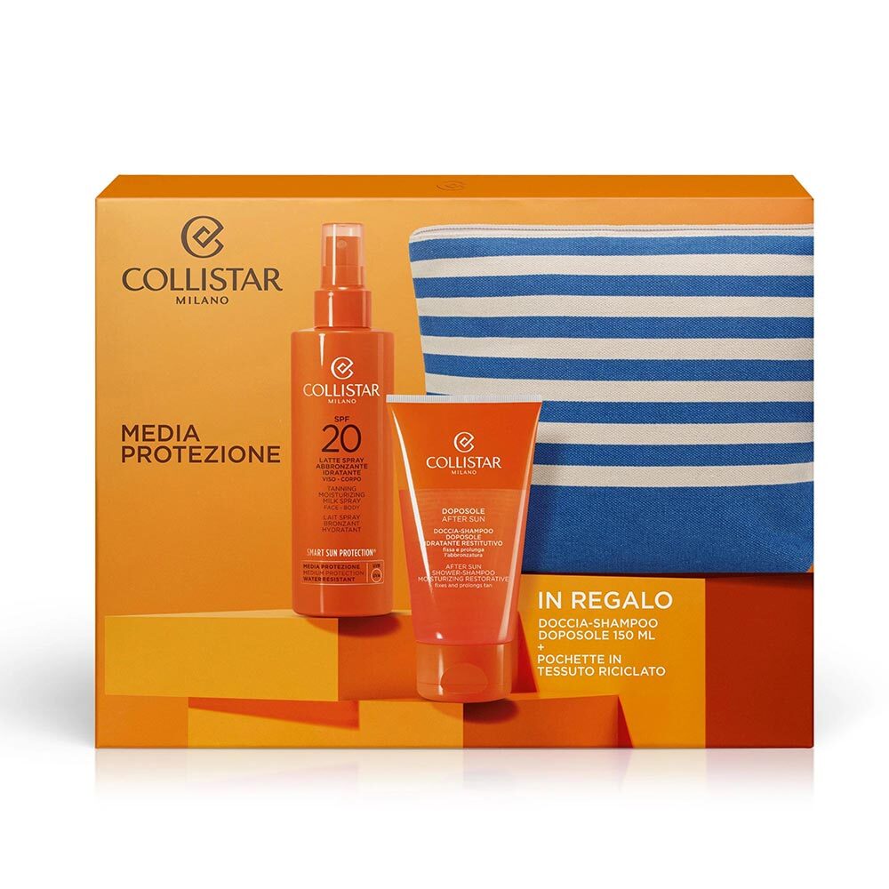 Collistar Cofanetto Latte Spray Abbronzante SPF20 + Doccia Shampoo + Pochette